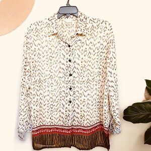Gantos Women's Size Medium Oversized Shirt Button Down Vintage Animal Print Top
